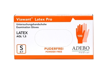 Белые одноразовые латексные перчатки ADEBO Medical Viawant Latex Pro